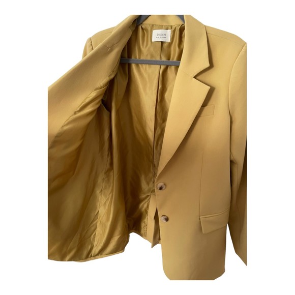 Dissh Rowan Boyfriend Blazer Jacket Notch Lapel SingleBreasted Tan/yellow Size10 - Picture 10 of 13